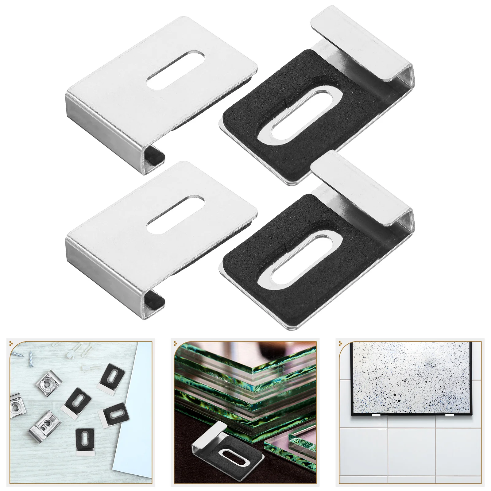 Wall Mounted Mirror Clip Hanging Kit Brackets Glass Retainer Clips Hanger Dresser Hooks for Mounting Holders The Coat