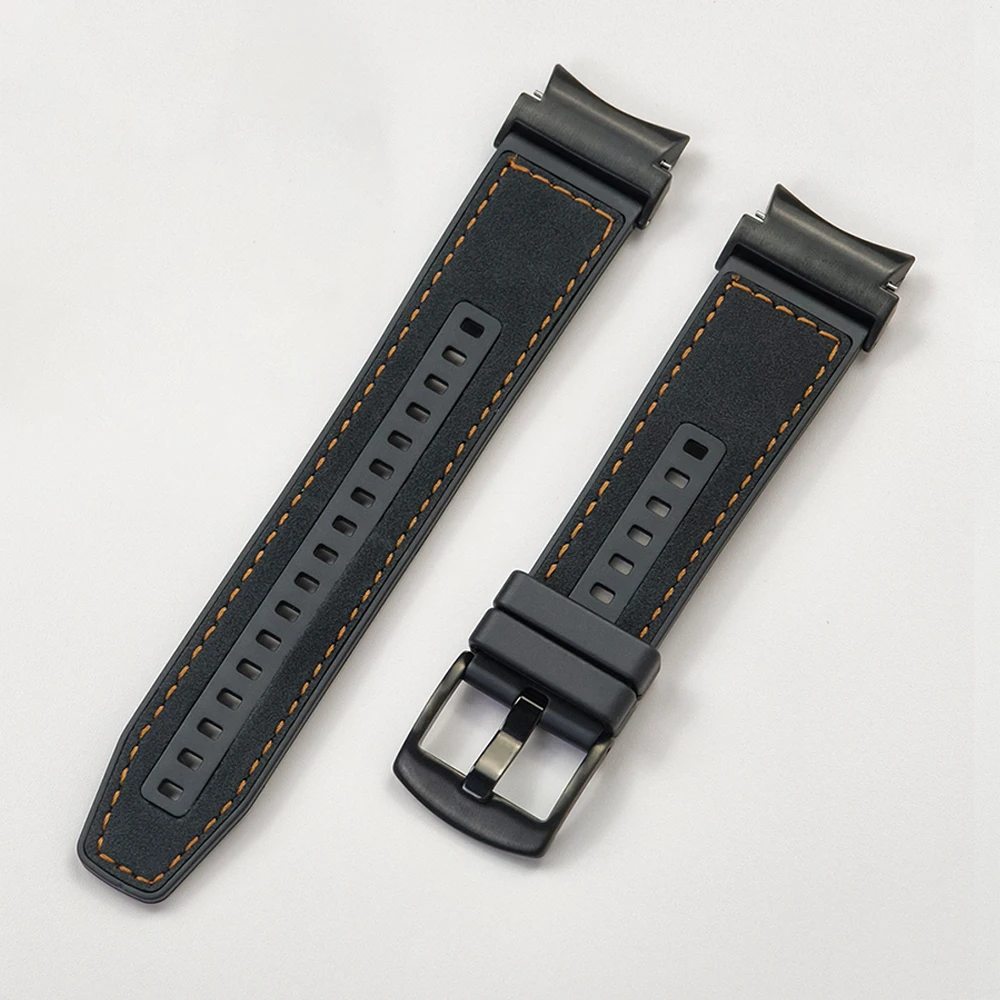 Premium Dual Material Strap for Smartwatches - Silicone & Leather Bracelet
