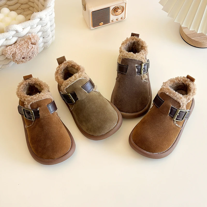 2025 Children Casual Cotton Shoes for Girls Boys Winter New Fashion Korean Style Soft Bottom Anti-slippery Versatile Warm Shoes