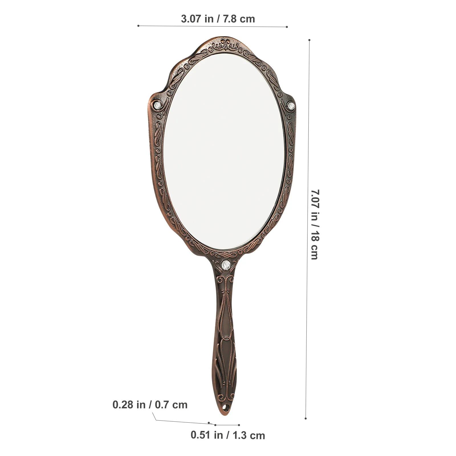 휴대용 핸드헬드 메이크업 거울 빈티지 스타일 꽃 장식 360도 회전 가능한 여성용 컴팩트 메이크업 거울