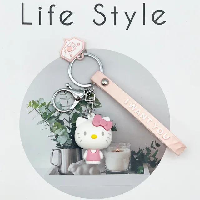 Kawaii Sanrio Keychain Kitty My Melody Snoopy Plush Toys Cute Cartoon Car Key Ornament Anime Doll Beauty Backpack Accessories 2