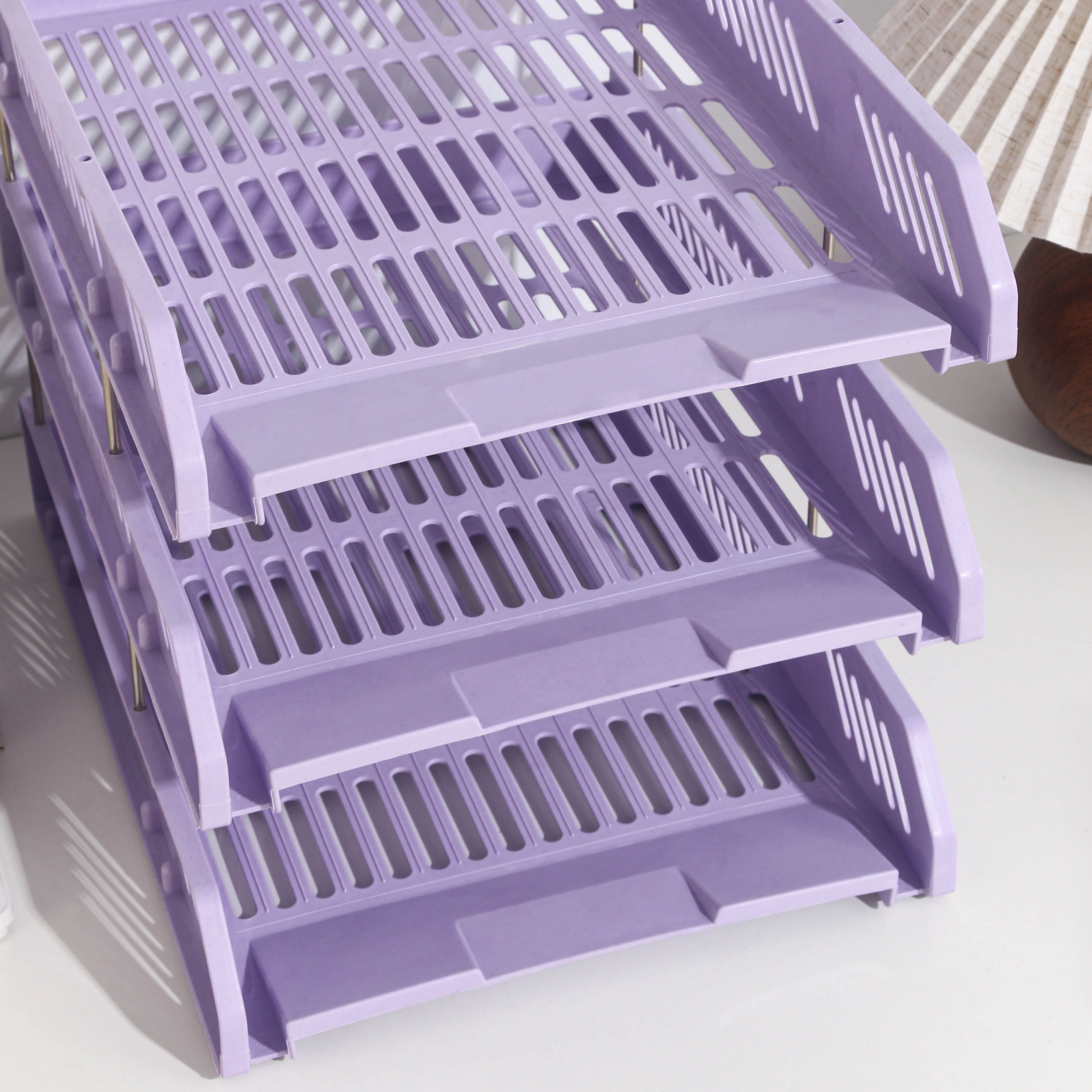 Three-Layer File Holder File Tray Plastic Horizontal File Frame File Organization Information Desktop Storage Rack Desk Storage File Basket Multi-Layer File Rack Folder Storage Box 4