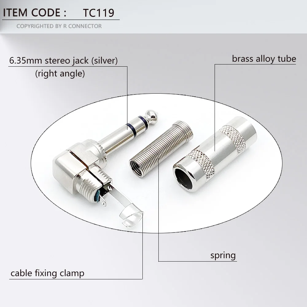 10 pces 635mm mono conector estereo 1 03
