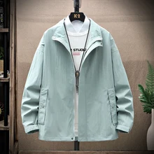 

2022Spring Jacket Solid Color Men's Clothing Casual Trench Coat Functional Fashion Brand Stand Collar Printed Jacket Spring Clot