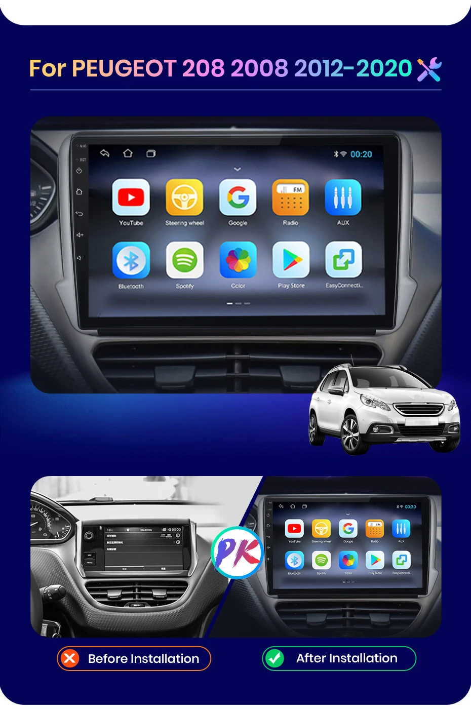 AWESAFE 9”Pantalla CarPlay para Coche/Android Auto/MirrorLink Inalámbrico,  Reproductor de Coche Pantalla Tactíl Admite Cámara