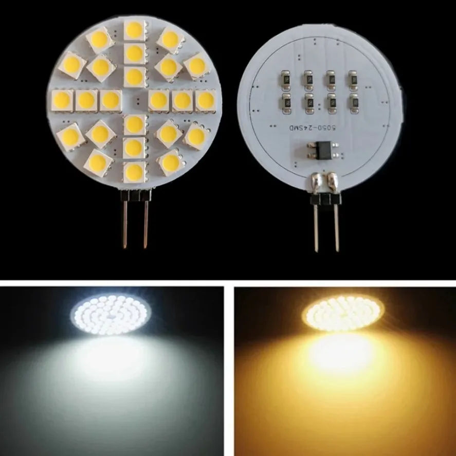 4.8W G4 소켓 5050 SMD Led 전구 DC 12V 할로겐 바이핀 램프 교체 LED 전구 1.2W 1.8W 2.4W 따뜻한 흰색/차가운 흰색 Led 조명