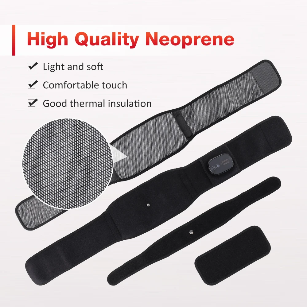 Cordless Vibration Heating Massage Waist Belt Red Light Hot Compress Maasager Re