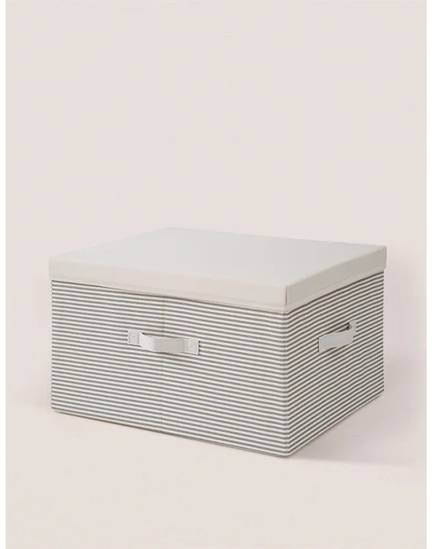 thumbnail image 1 of Caja de almacenamiento de lino y algodón lavable de gran capacidad, organizador de ropa interior, calcetines, juguetes con tapa, cesto de almacenamiento, cesto para ropa, 1 of 5