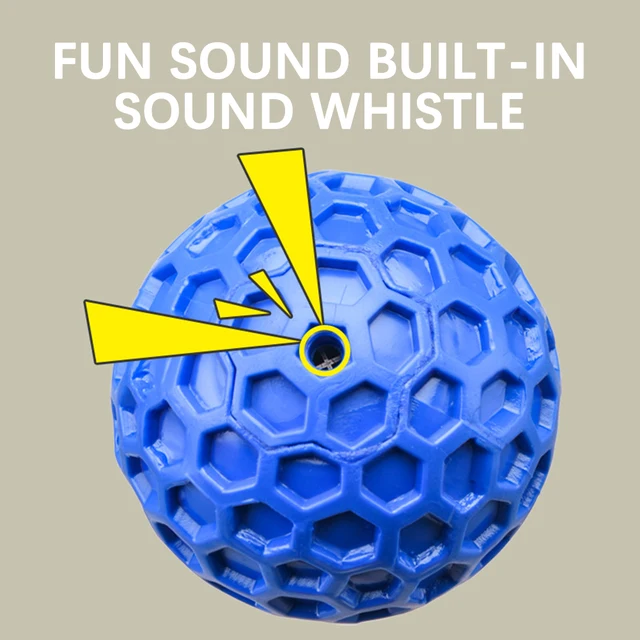65mm New Dog Toys Bite Resistant Interactive Throwing Sound Honeycomb Balls Natural Rubber Teething Clean Teeth Pet Toys 5