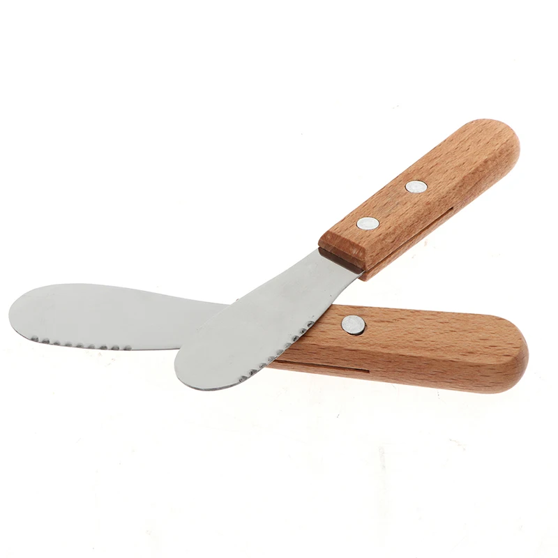 Stainless Steel Cheese Butter Spatula 1pcs Mini Small Wooden Handle Sandwich Jam Slicer Knife Cutter Spatula Kitchen Gadget butter knife cheese knife