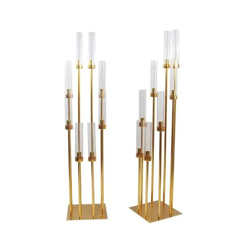 

Gold Candle Holders Tall 8 Arms Candle Holder for Couples Dating Engagements Room Lighting Floor Candlestick Wedding Centerpiec