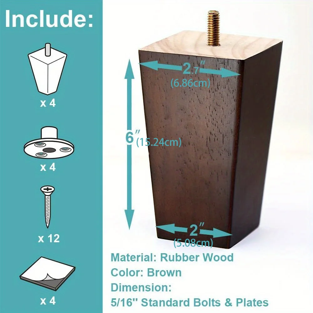 أرجل أثاث خشبي ، أرجل أريكة ، مربعة ، مسند ذراع ،...