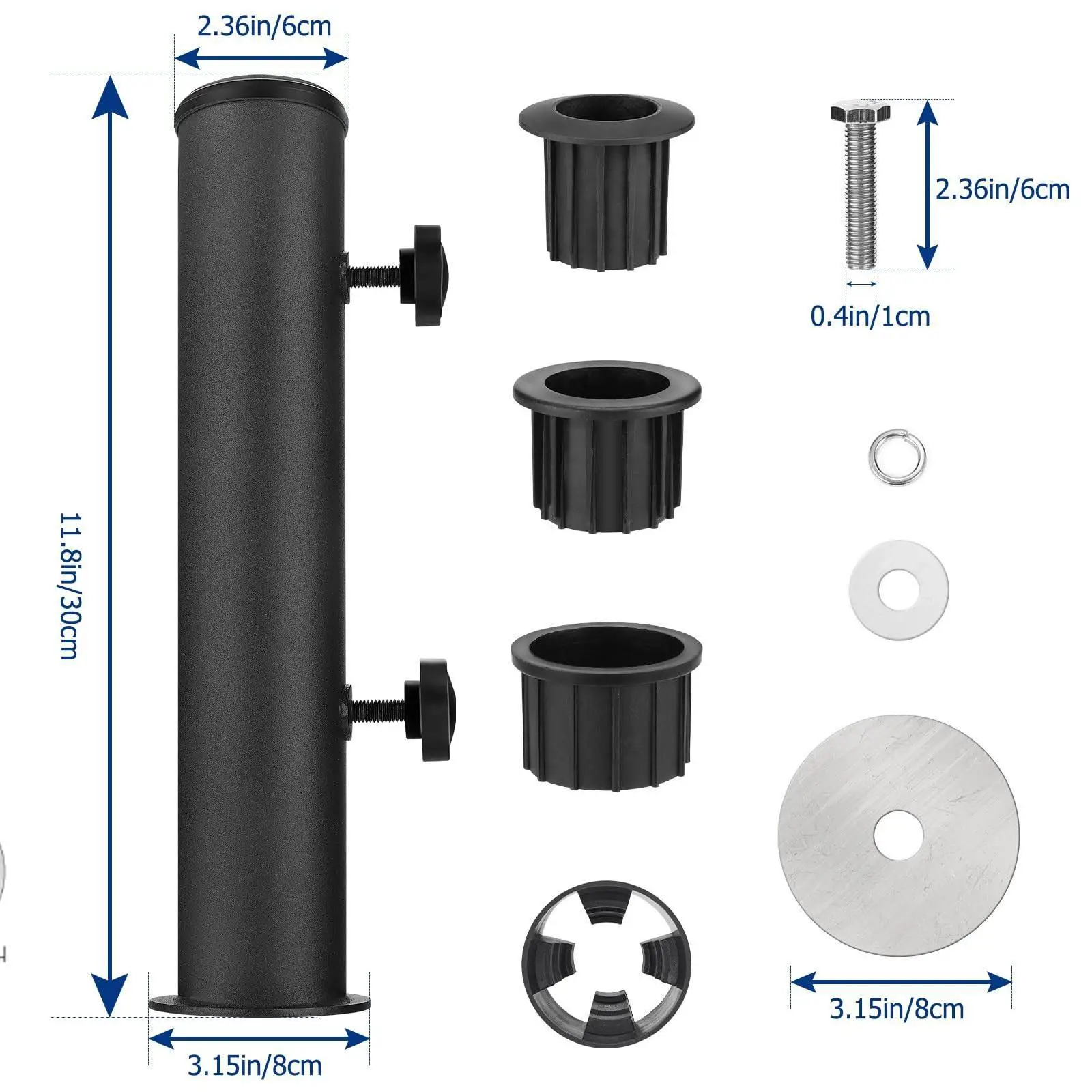 Umbrella Stand Tube Umbrella Stainless Steel Tube Base Marble Flag Pole Stake Heavy Duty for Beach Yard Outside Backyard Garden