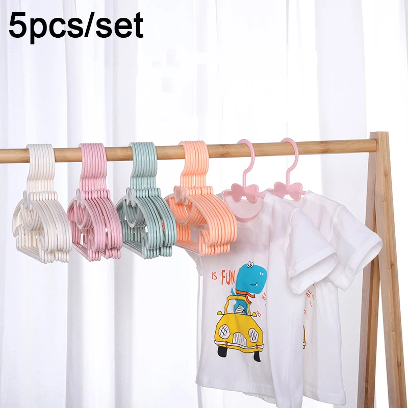 5pcs Baby Kids Clothes Hangers Plastic Display Hangers Racks Children