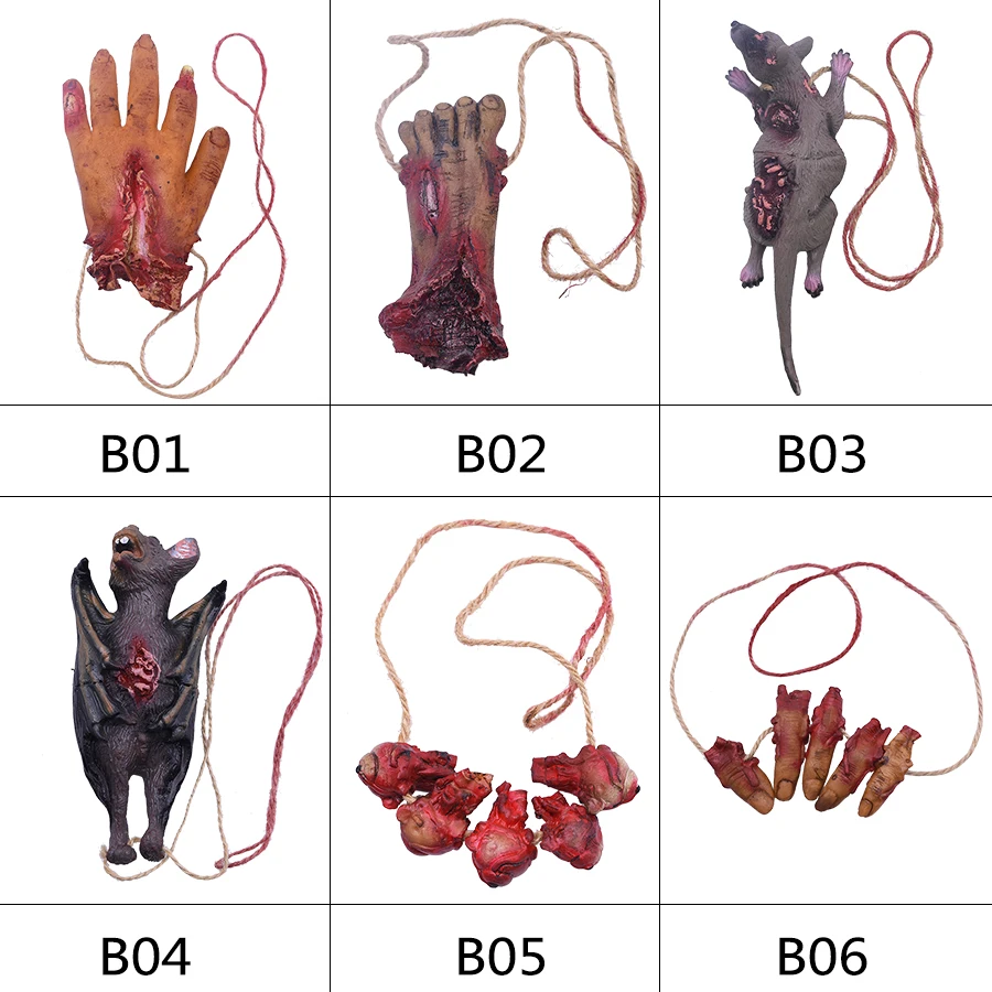 Halloween Realistic Simulation Bat Fake Bloody Mouse Broken Hand Prop Party Decoration Haunted House