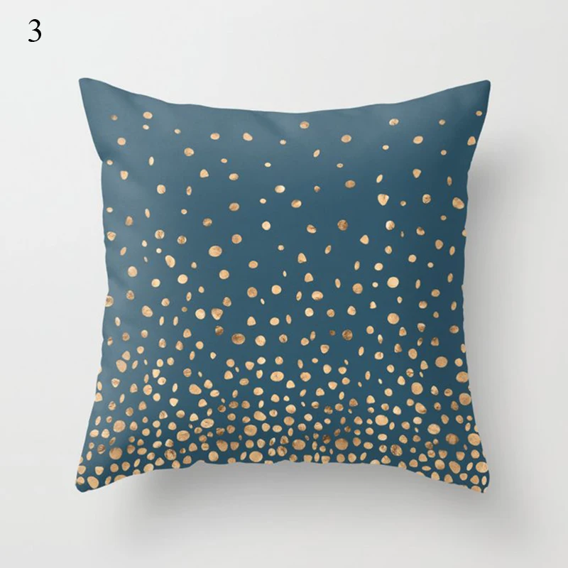 45CM Green Throw Pillow Case Teal Blue Leaf Print Cushion Case Nordic Home Decor Sofa Living Room Polyester Geometric Pillowcase