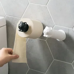 Toilet Paper Holder Creative Kitten Wall Hanging Roll Paper Rack No Punching Tissue Rack Adhesive Wall Bathroom Paper Towel Rack