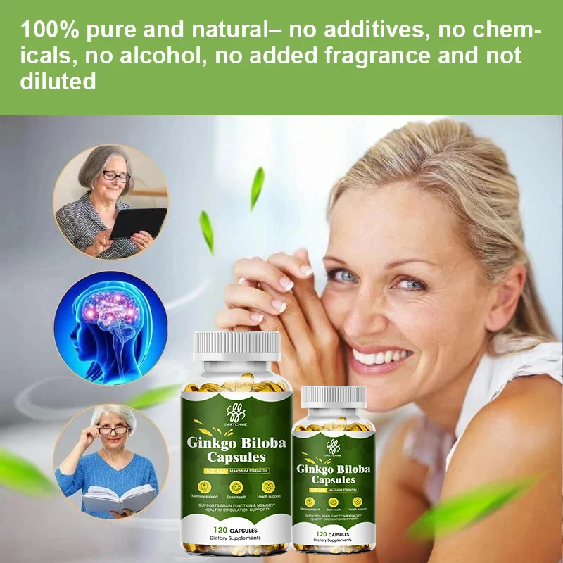 Natural Ginkgo Biloba Extra Supports Brain Function & Memory Support Nootropic Brain Supplement 120 Vegetarian Capsules ginkgo biloba supplement
