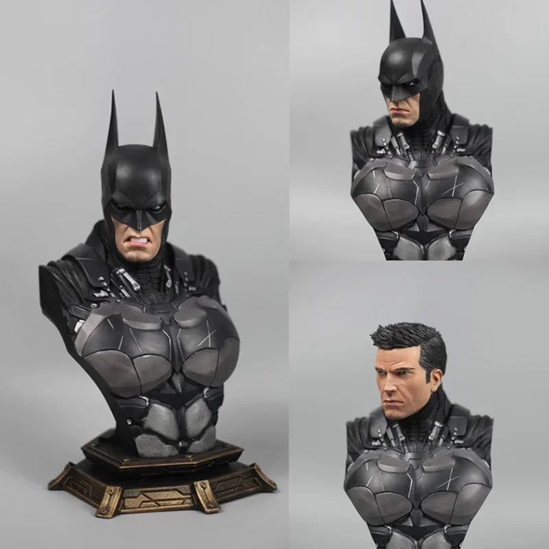 

26cm Batman Arkham Knight Batman P1s Bust Sculpture Replaceable Head Imitation Copper Statue Model Action Figure Home Decor Gift