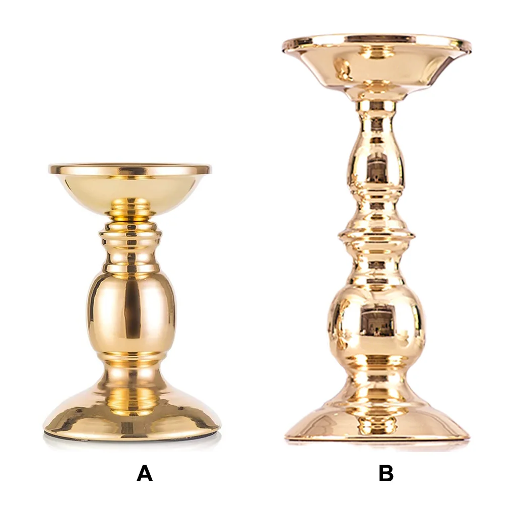 

Iron Pillar Shape Candleholder Washable Wedding Candlestick Solid Color Home Use Restaurant Ornamental Candle Stand