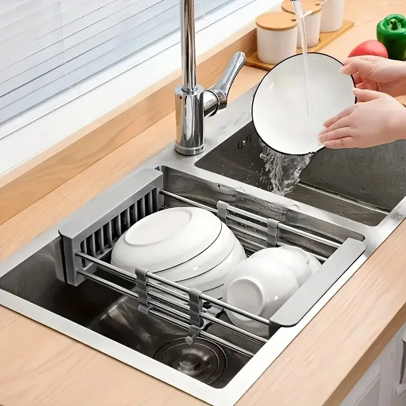 European Dish Rack Above the Sink. Dish Drying Rack Built Inside the  Cabinet 