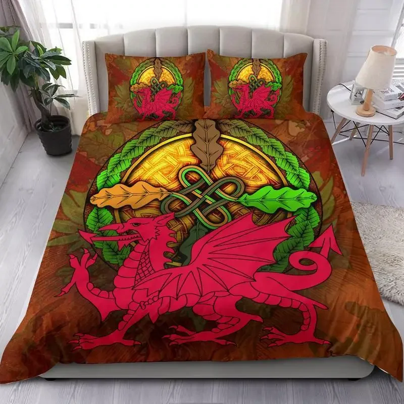Red Dragon King Queen Duvet Cover Western Mythical Animals Bedding Set for Kids Teens Adults Magical Creature 2/3pcs Quilt Cover