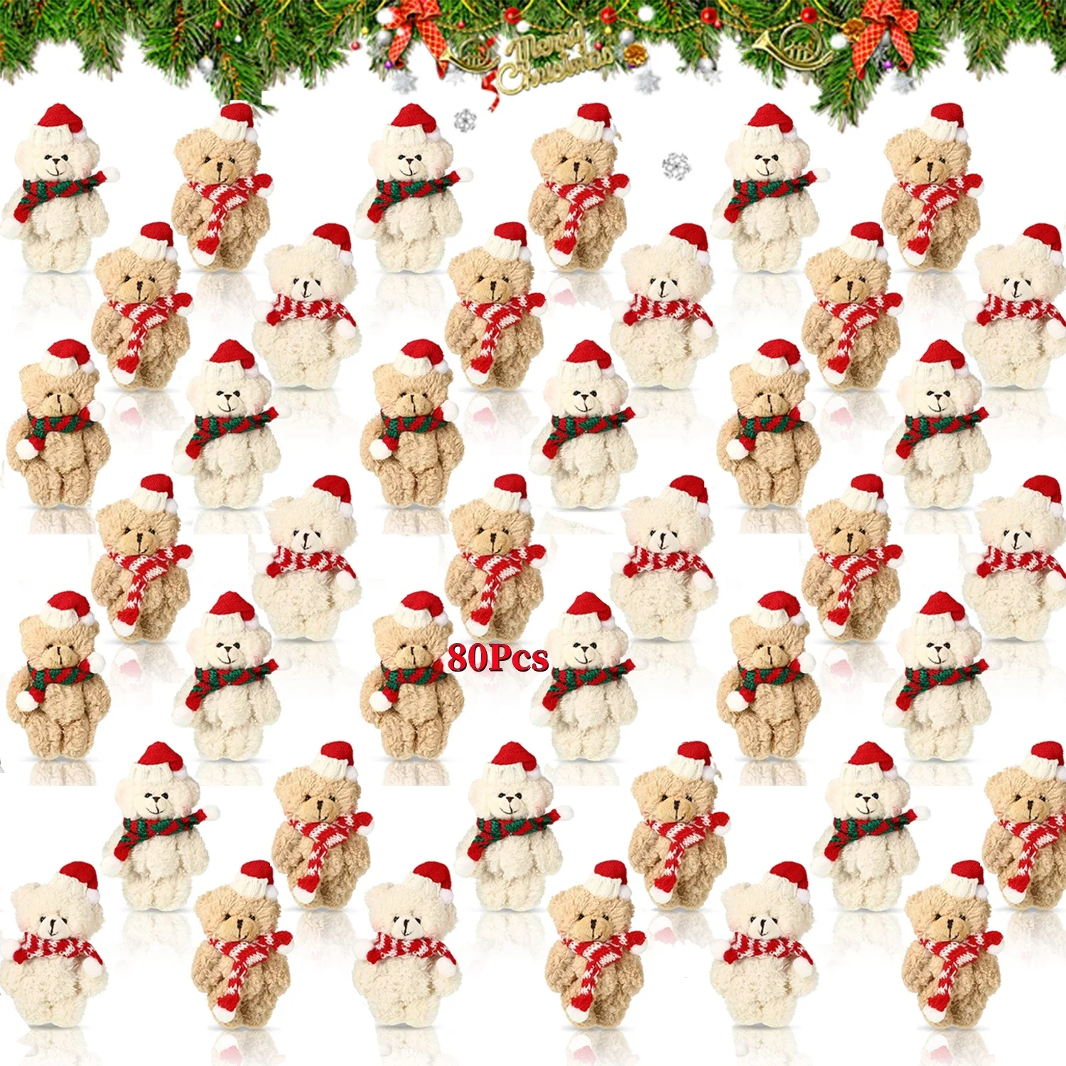 thumbnail image 1 of 20-100Pcs Mini Teddy Bears Christmas Stuffed Animals Mini Bears Tiny Teddy Bear Christmas Plush for Xmas Tree Decor Party Favors, 1 of 5