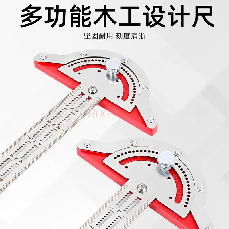 1pcs 스테인레스 스틸 가장자리 눈금자, 목재 작업 각도 눈금자, 다기능 고정밀 각도 눈금자, 각도 측정 장치