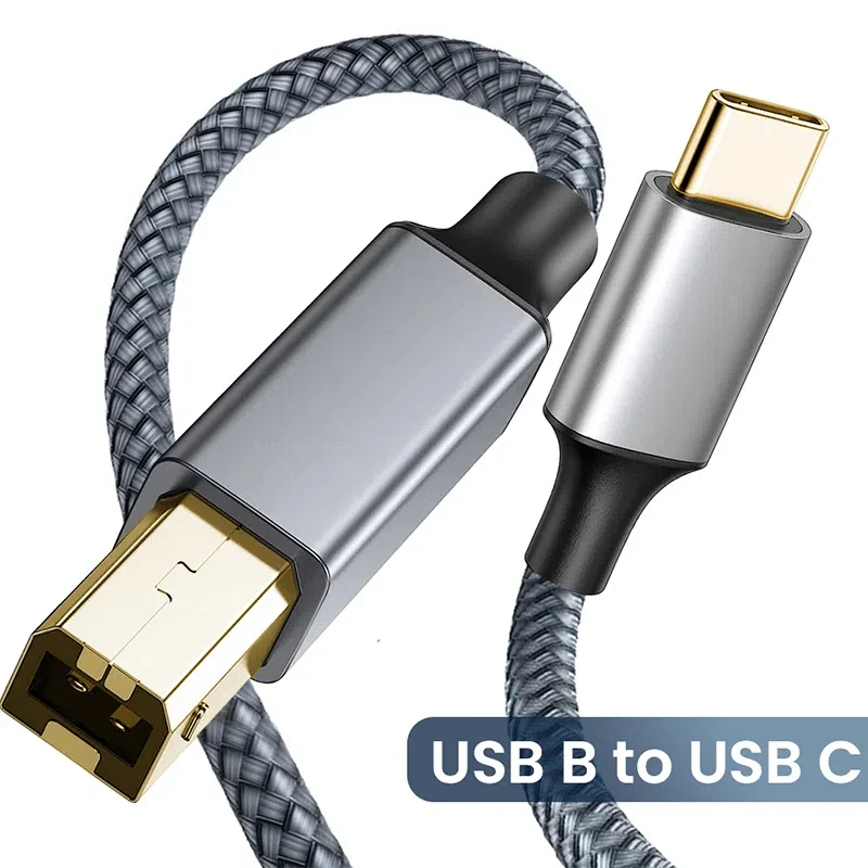 USB B to USB C Printer Cable Type C Printer Cord Nylon Braided Wire for Yamaha Casio Digital Piano DJ Controller usb printer cable