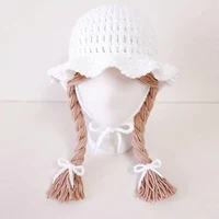 Baby Princess Hat Children's Knitted Hat Sweet and Cute Wig Big Braid Hat 1