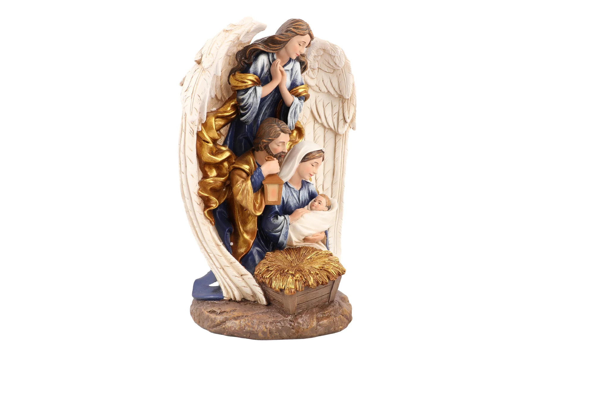 Guardian Angel with Holy Family Resin Nativity Statue 2