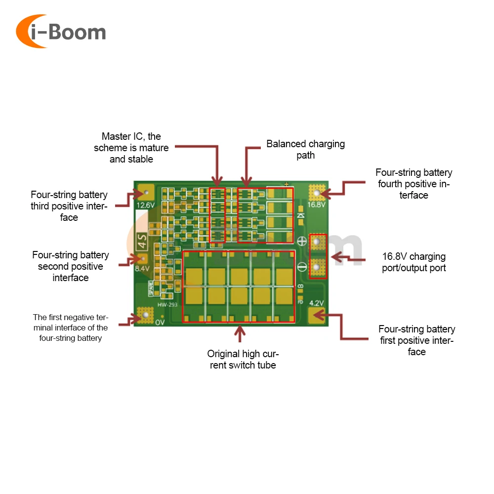 16.8V 4S 30A 18650 batteria agli ioni di litio BMS PCB circuiti integrati scheda di protezione scheda di bilanciamento delle celle della batteria - Image 5