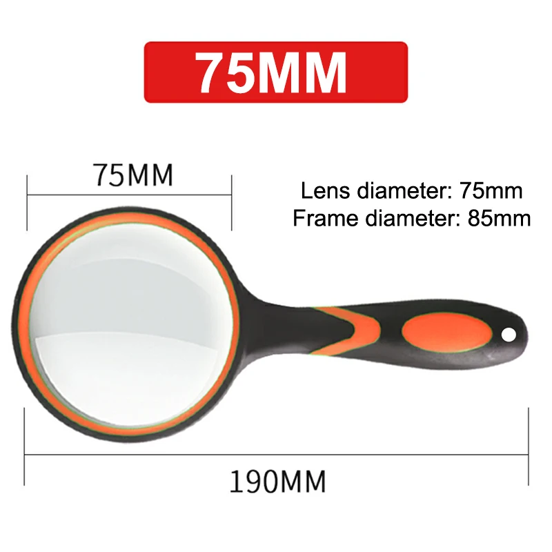 Large Lens Handheld Magnifier with Non-Slip Grip - 10X Magnification for Reading & Observation