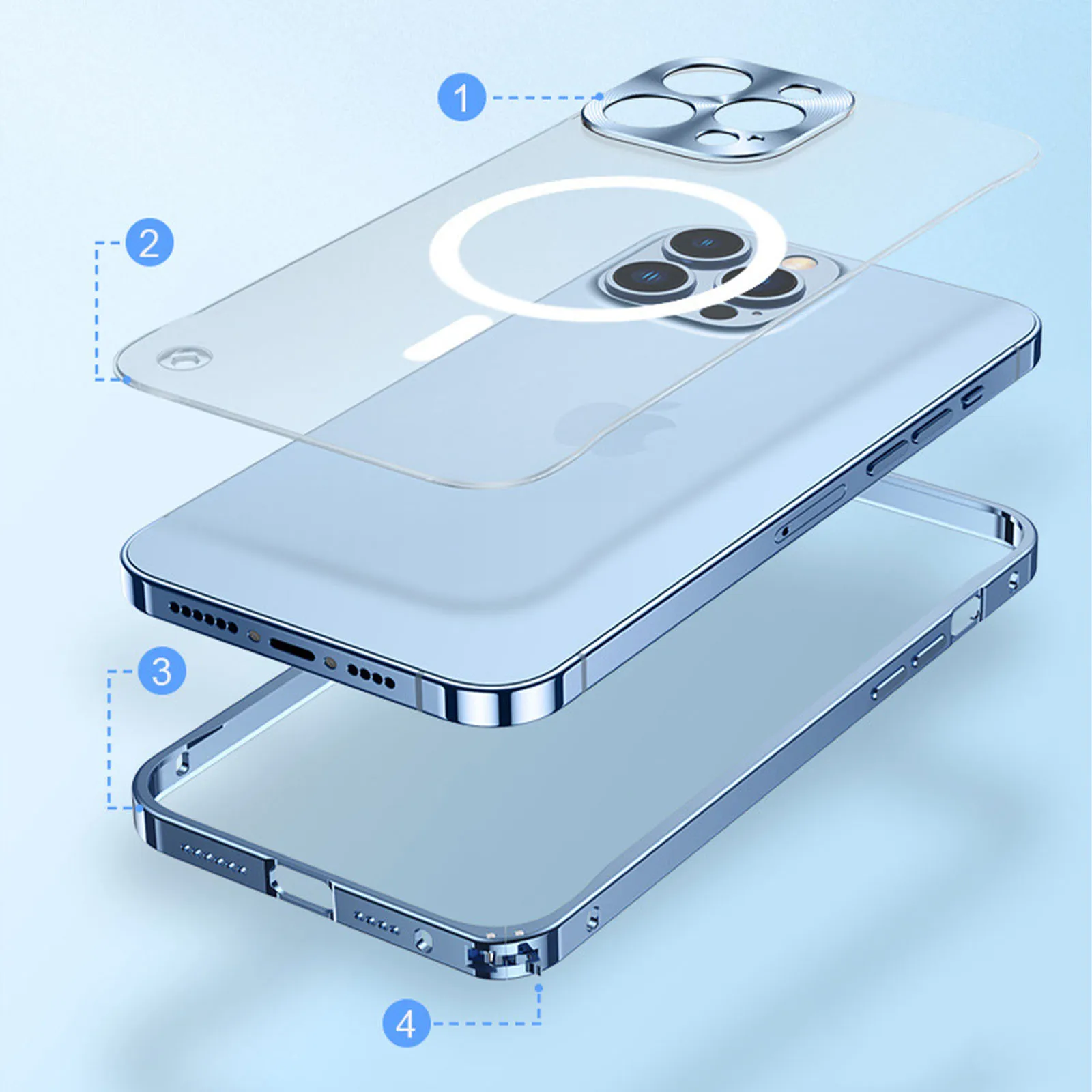 Frosted Magnetic Phone Case for iPhone 14 Pro Max Plus 5G Clear Smartphone Case Hard PC Shockproof Phone Case Protection Cover