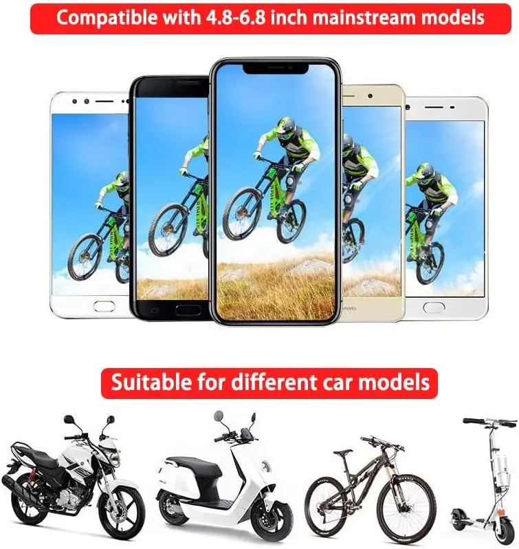 360 ° 회전식 전기 자전거 폰 홀더 (아이폰용) 라이딩 MTB 자전거 오토바이 스탠드 브래킷 미끄럼 방지 사이클링
