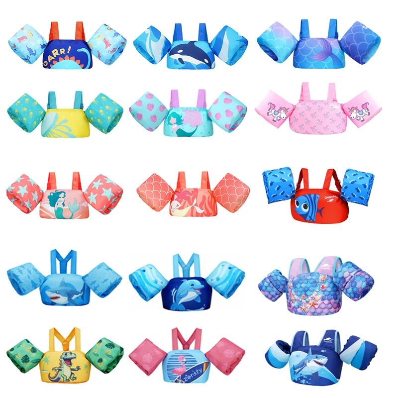Kids Float Cartoon Arm Sleeve Life Jacket Swimsuit Foam Safety Swimming Training Floating Pool Float Swimming Ring Swimwear