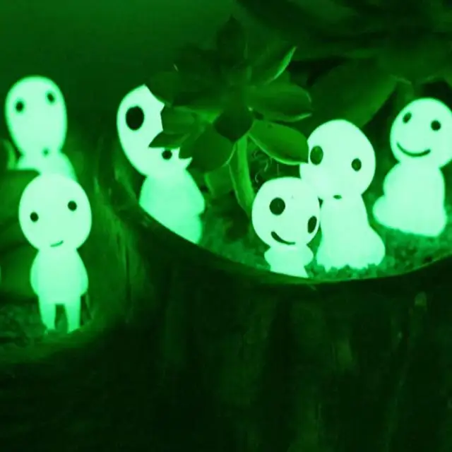 10Db/Set Kawaii Fényes Fa Tündék Játék Kodama Kertészkedés Cserepes Fluoreszkáló Pvc Figufa Elf Tündér - Image 4
