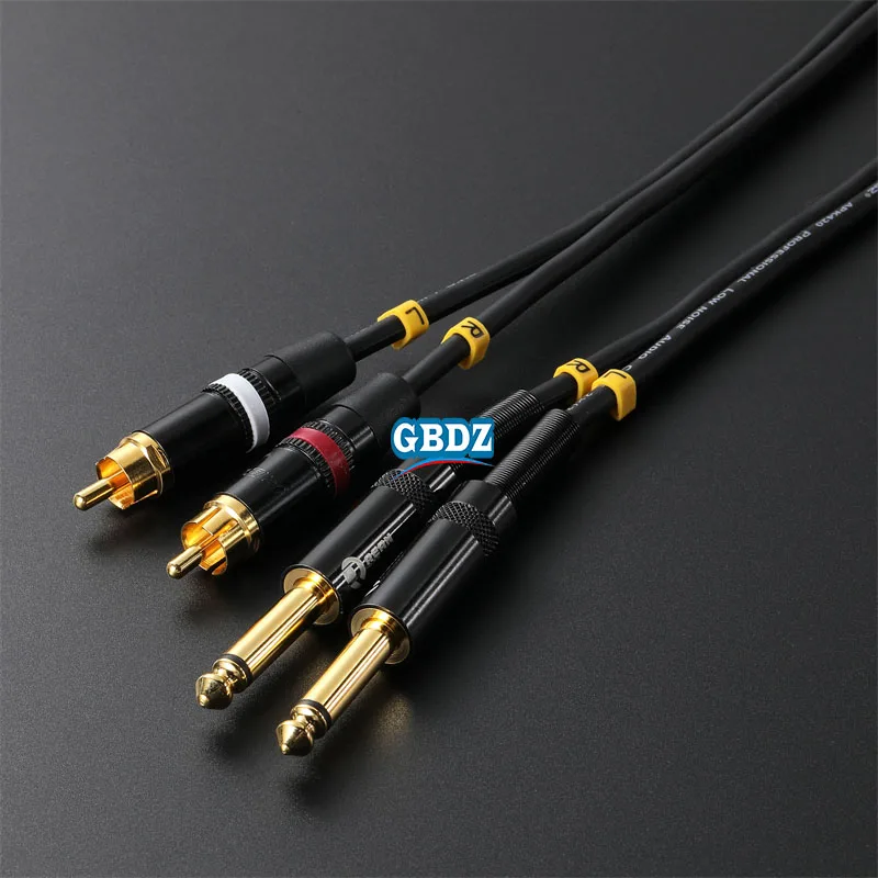 Dual-RCA auf 6,35mm Stereo-Audiokabel Professionelles Mischpult CD-Player Verbindungskabel LR Dual-Row Stereo – Detail 1