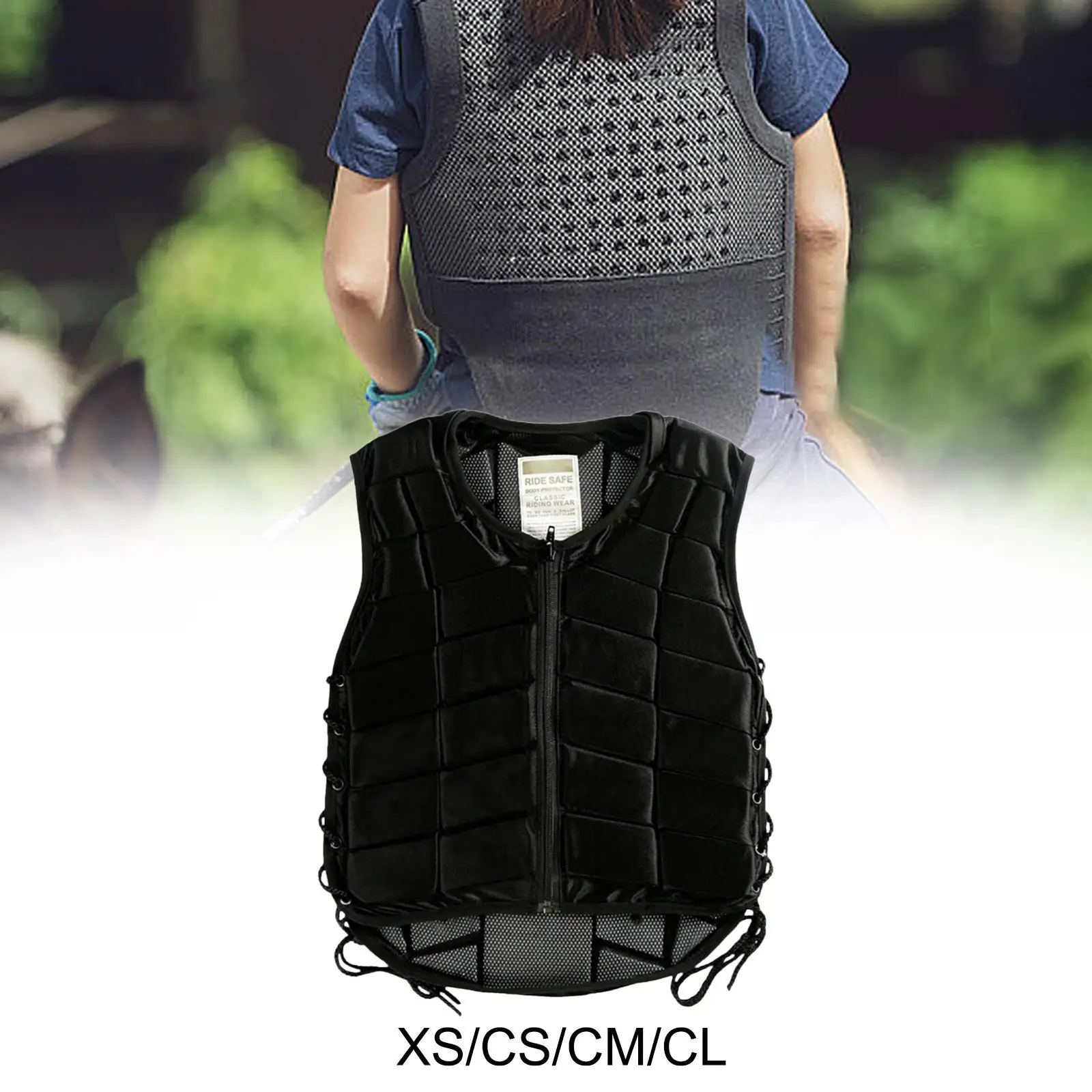Horse Riding Vest Equestrian Vest for Boys Girls Kids (Black)