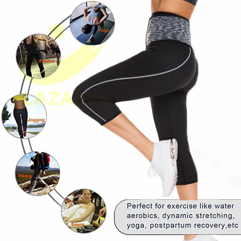 LAZAWG Women Hot Sweat Pants Neoprene Sauna Sweat Shorts Waist Trainer Body Shaper Waist With Hook Workout Short Control Panty waist trainer shapewear workout pants