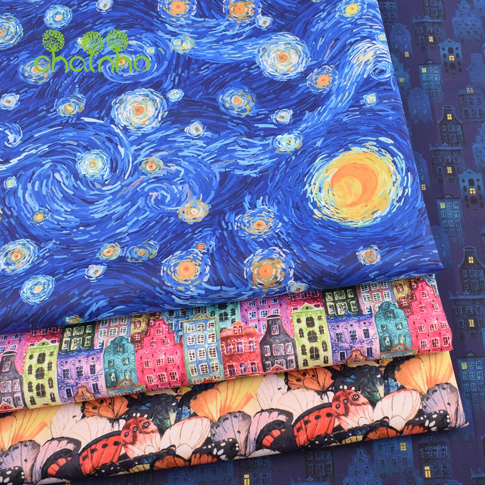 Chainho,Digital Printing Waterproof Fabric,DIY Sewing Quilting Material,Patchwork Cloth,Floral & Cartoon Series,25WP2