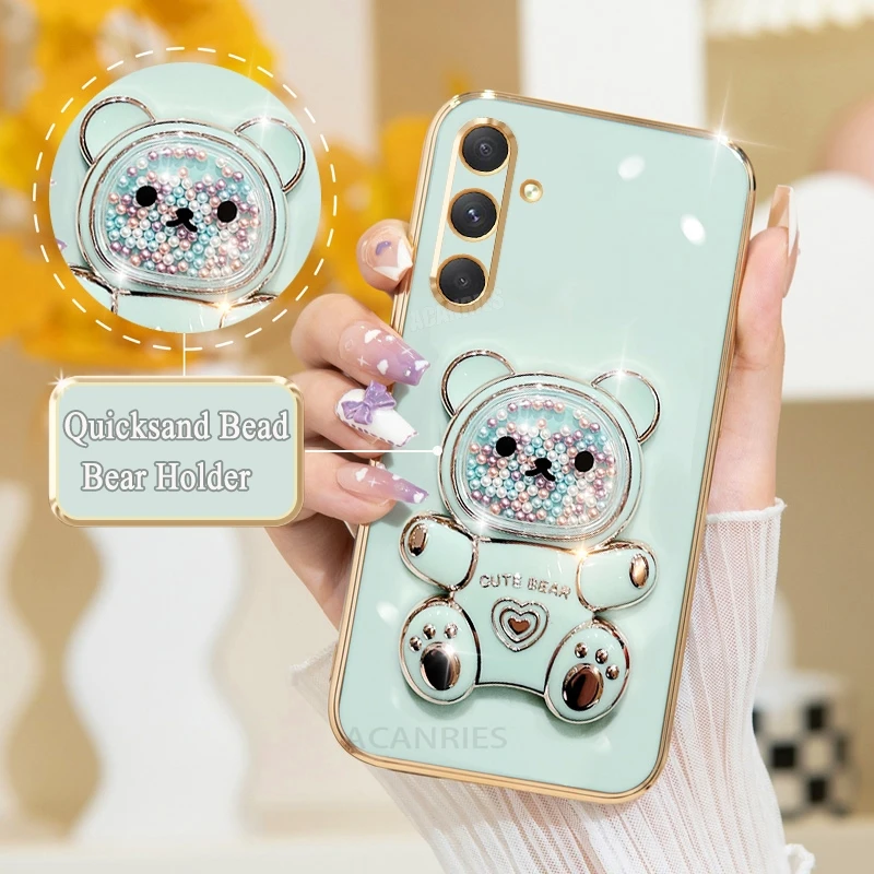Luxury Plating Silicone Case with Bear Holder & Stand Feature
