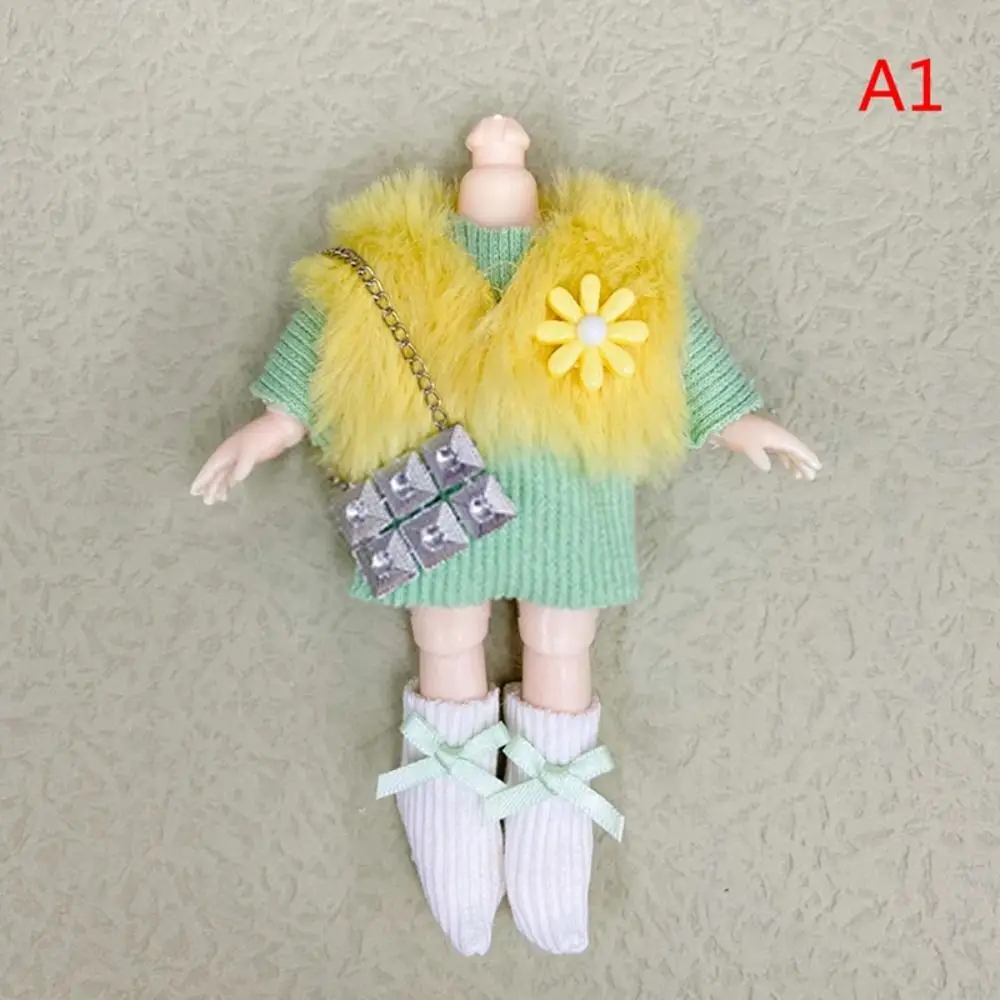 1set Fashion Bjd Doll Winter Dress Up Doll Clothes Set Suitable for 16-17cm Ob11 Dolls DIY Doll Accessories 4