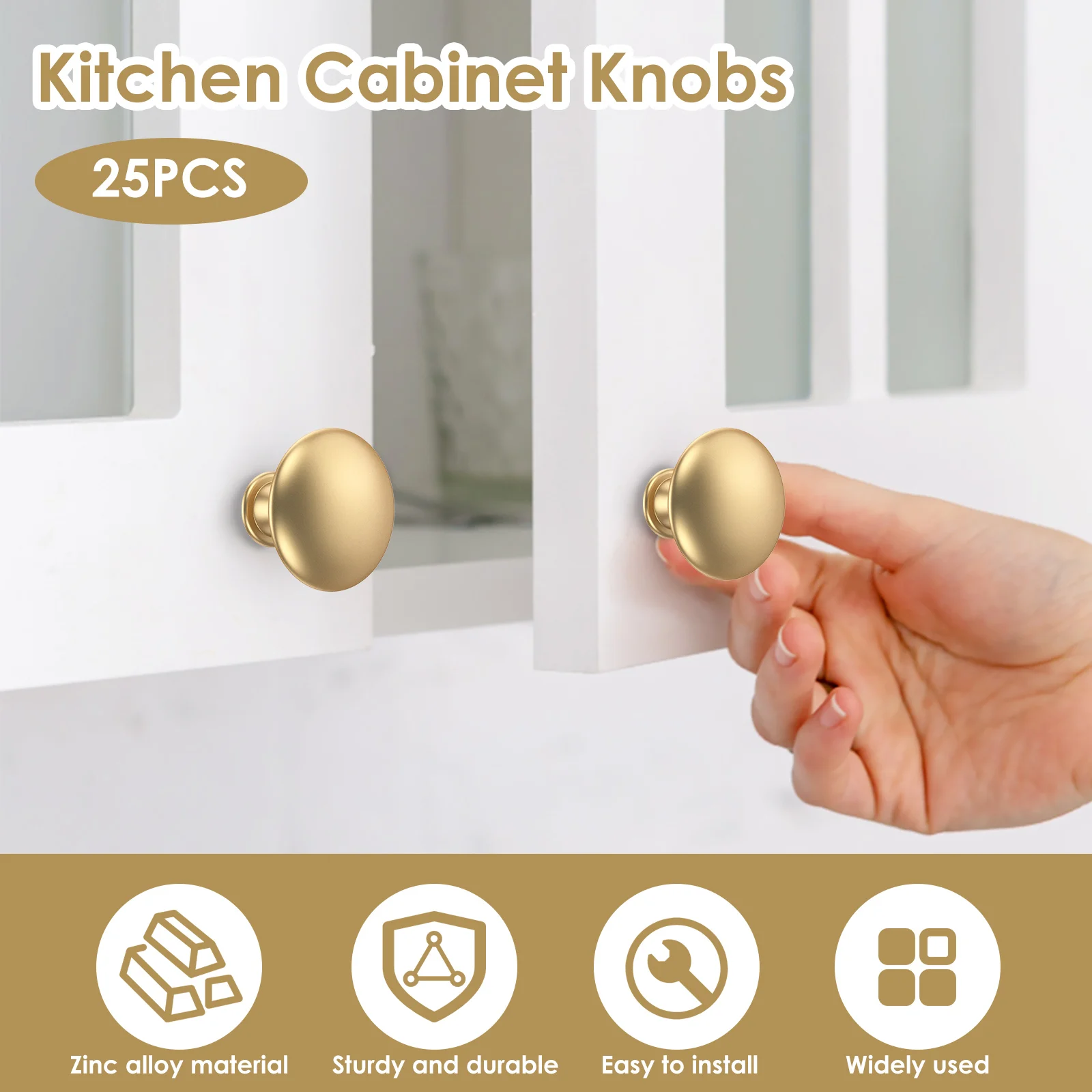 25Pcs Drawer Knob Set Zinc Alloy Cabinet Handles Rustproof Gold Dresser Knobs Screws Decorative Drawer Pull Handle Furnitur