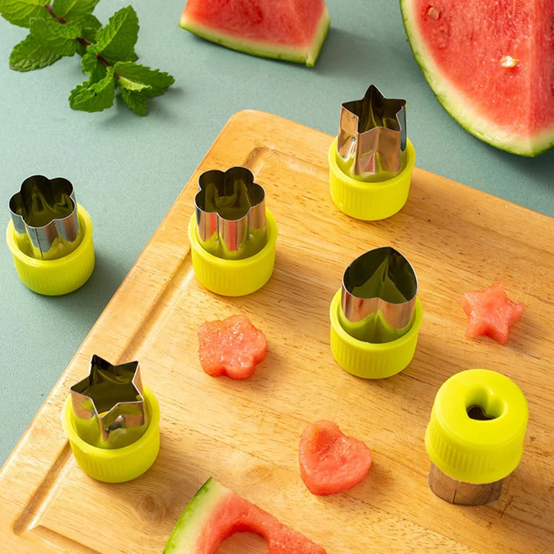 3Pcs Set Star Heart Flower Shape Vegetables Cutter Plastic Handle Portable Stainless Steel Fruit Cutting Kitchen Gadgets
