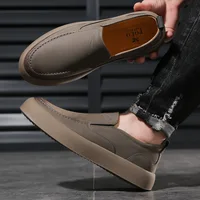 Men Retro Loafers Handmade Casual Leather Shoes Non-slip Sole Classic Sewing Comfortable Slip-on Spring Summer Work 1