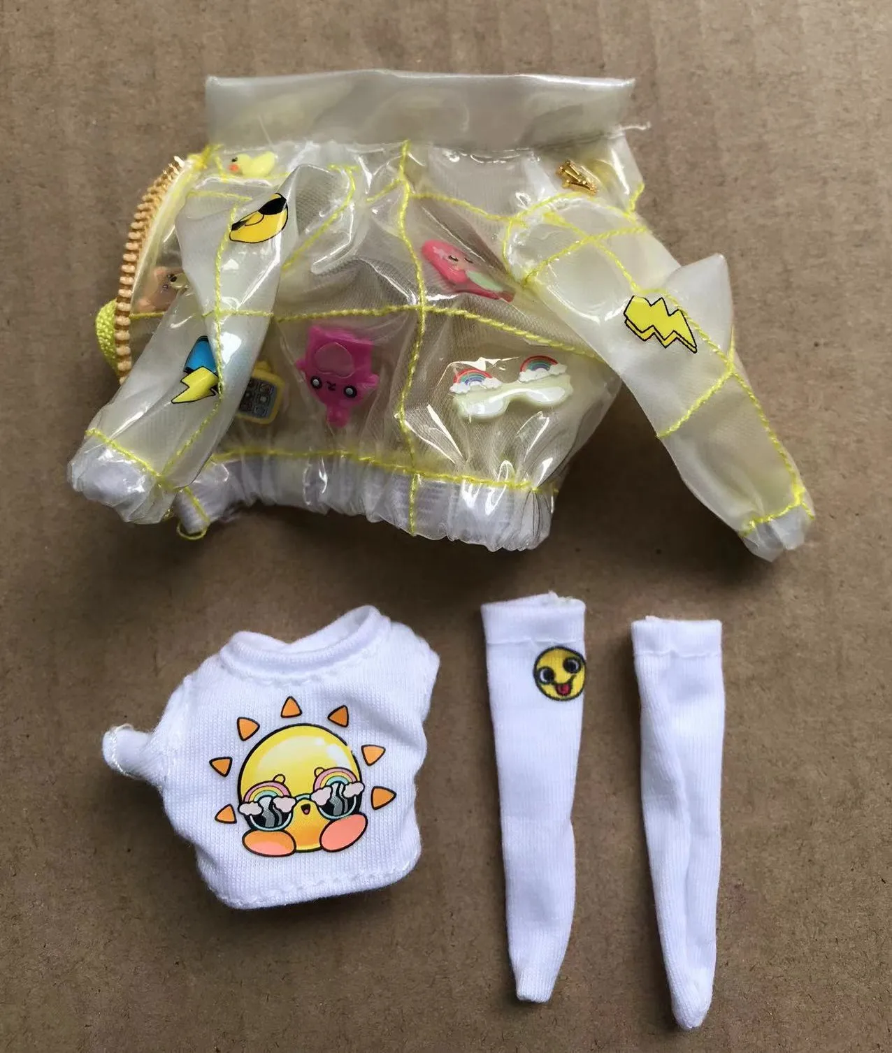 Colorful Rainbow Doll Clothing Set with Accessories and Footwear
