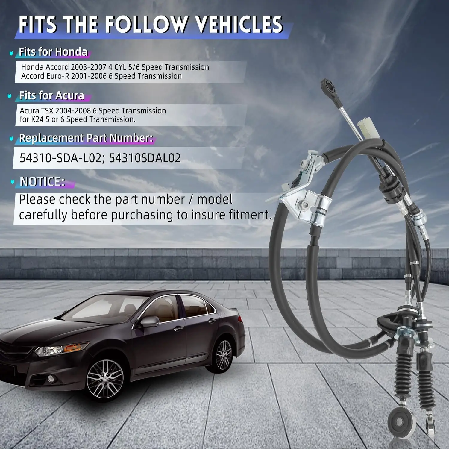 Car Manual Shifter Cables 54310-SDA-L02 for HONDA Accord K24 TSX 5/6 Speed 2003-2007
