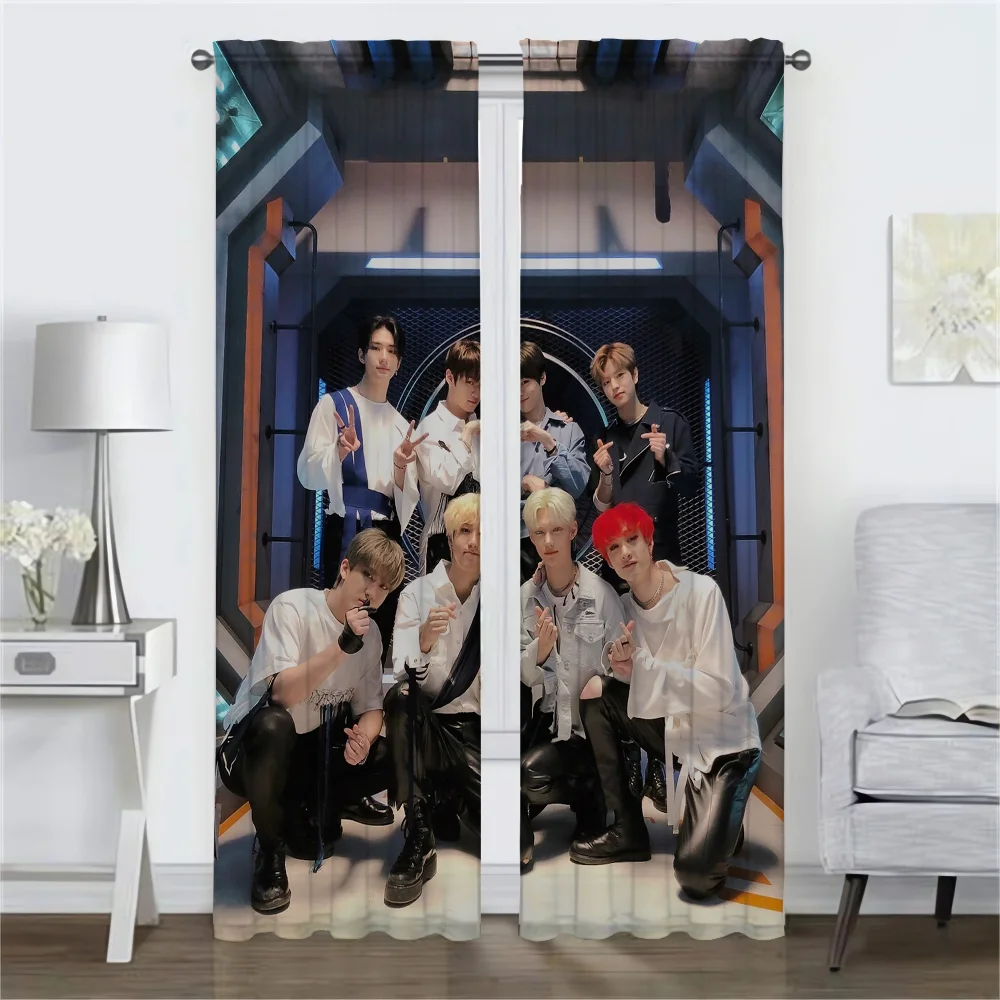 Tulle for Bedroom Stray Kids Blackout Curtain for Room 2 Panel Halloween Decoration Elegant Room Curtains Home Interior Curtains 2