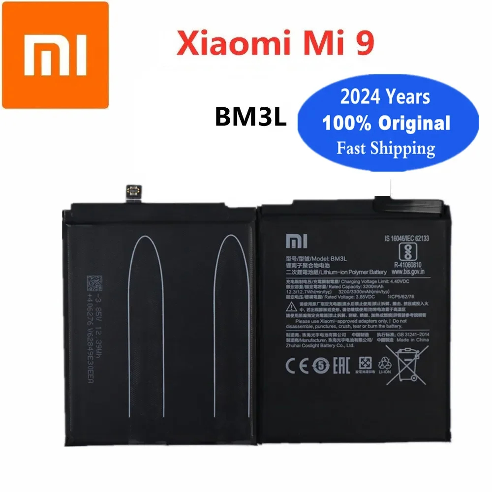 

Новинка 2024 года, оригинальный аккумулятор BM3L для Xiaomi 9 MI 9 M9 MI9, 3300 мАч, Стандартная батарея, аккумулятор, быстрая доставка + Инструменты